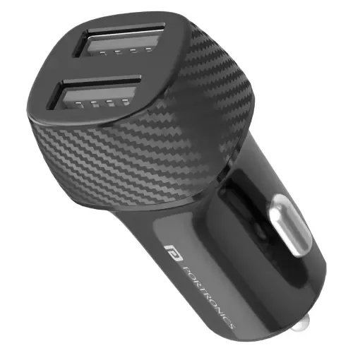 Portronics Dual Micro USB 12 W Car Charger (Black) - POR-1345