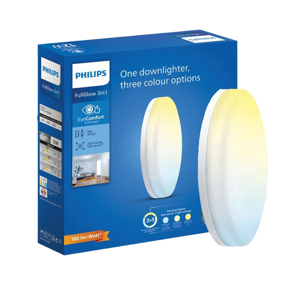 Philips Round Full Glow 3 Colours In 1Rimless LED Surface Light 12 W