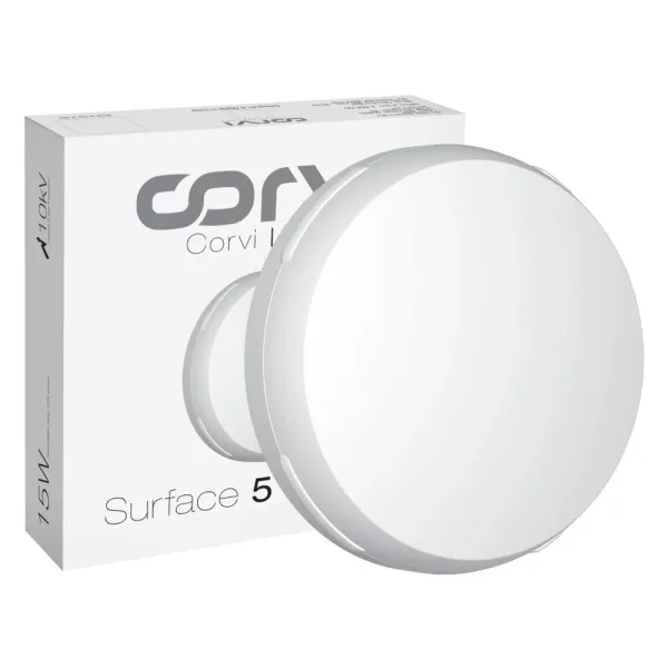 Corvi Led Light Surface 5 Round 12W (Slim Driverless Dimmable Full Glow) Milky White