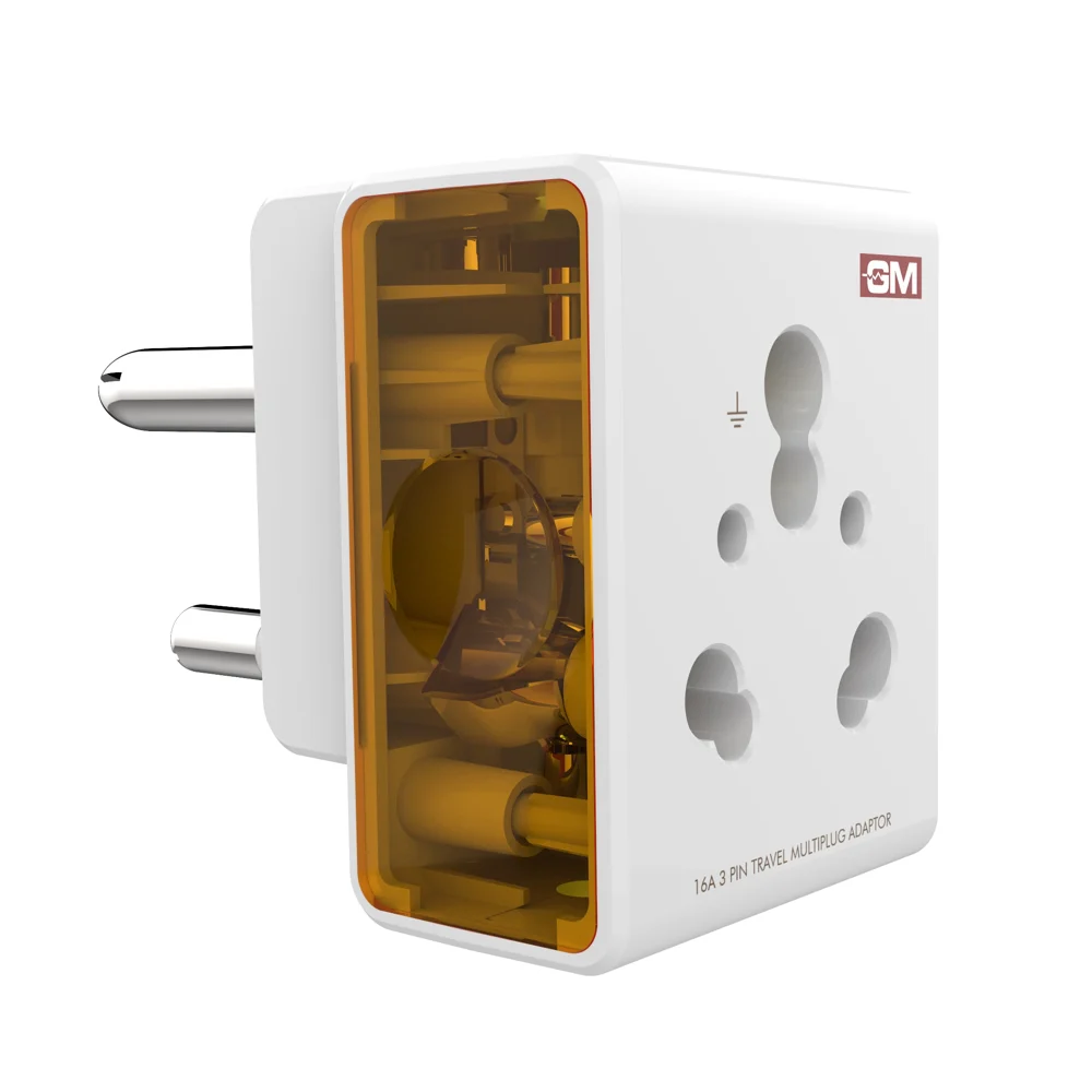 GM 16 AMP 3 Pin Multi Plug Adapter - White