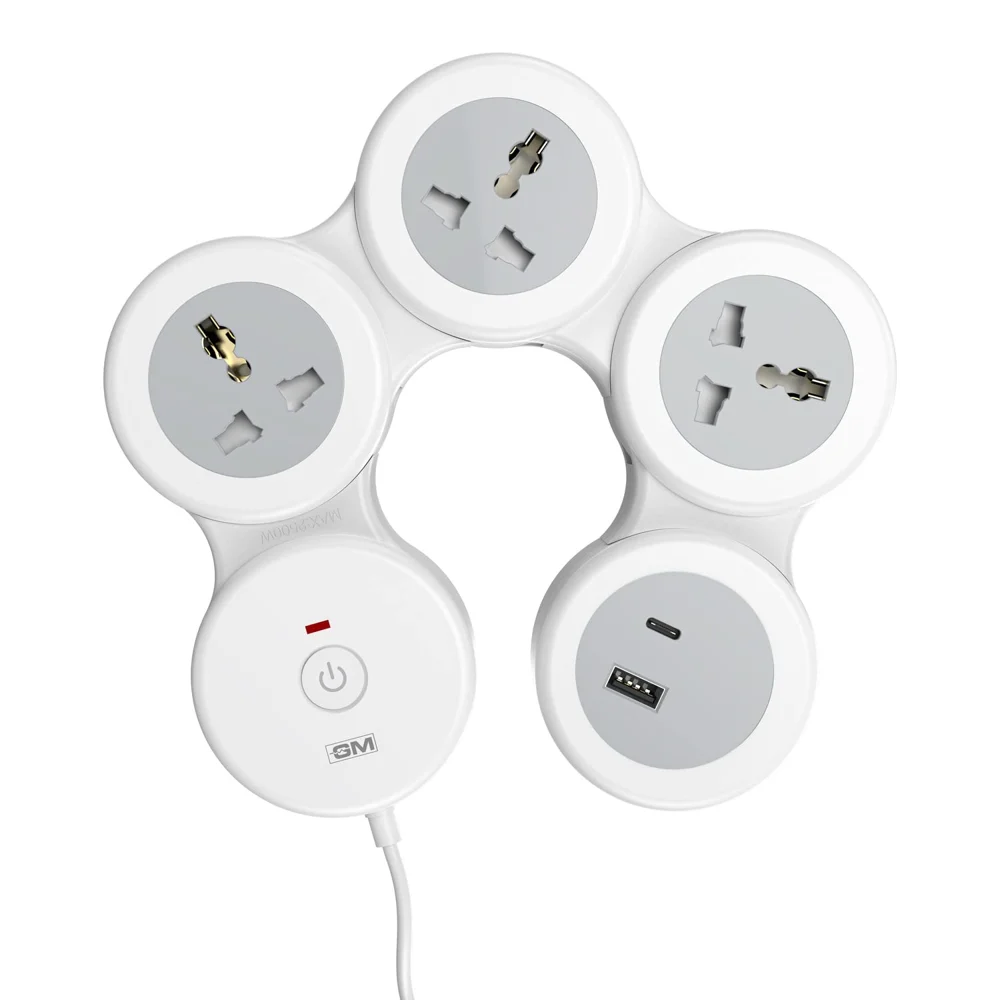 GM Cuba G-Hoop 4+1 Power Strip With USB - White