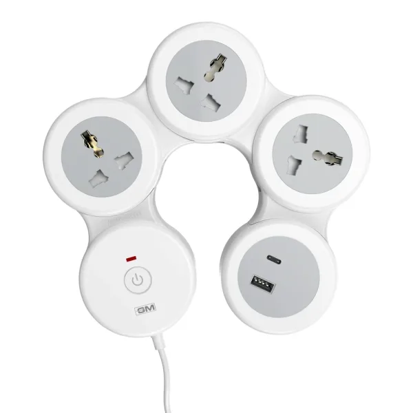 GM Cuba G-Hoop 4+1 Power Strip With USB - White