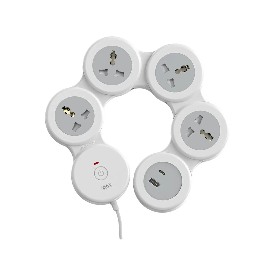 GM Cuba G-Hoop 5+1 Power Strip With Usb - White