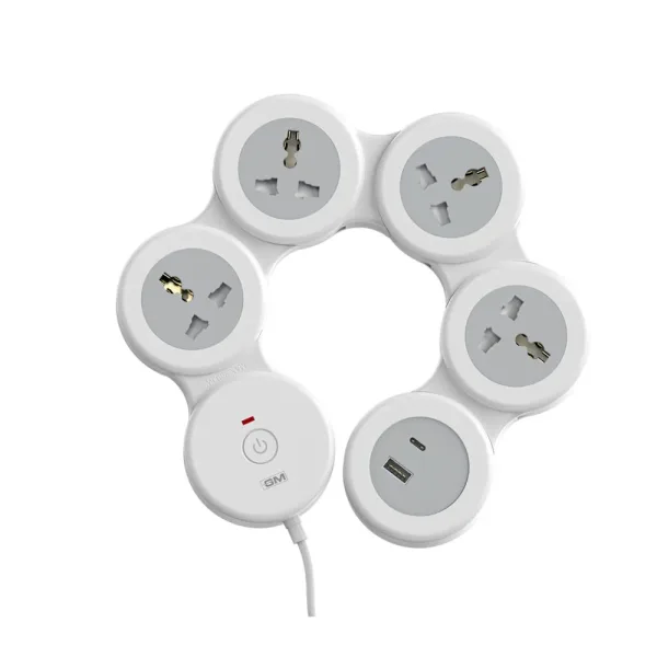 GM Cuba G-Hoop 5+1 Power Strip With Usb - White