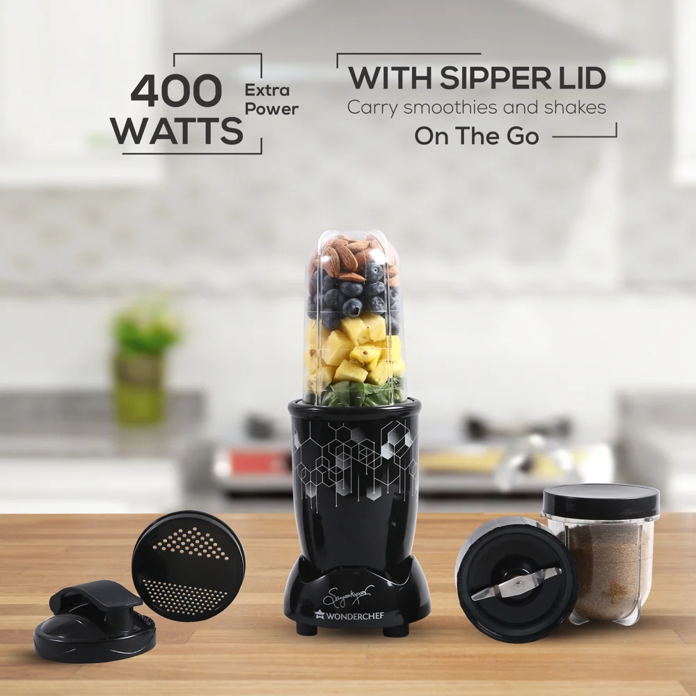 Wonderchef Nutri-Blend Photon Mixer Grinder - 2 Jars (Black) - 400 W
