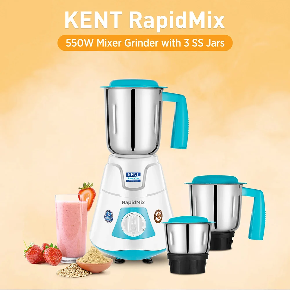 Kent Rapid Mixer Grinder (White) - 550 W