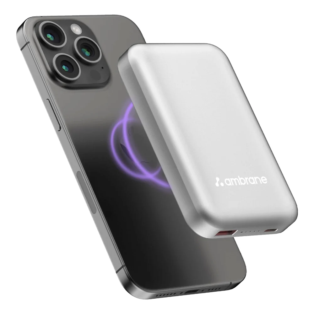 Ambrane Aero Sync Snap Magsafe Power Bank - Silver (10000 mAH)