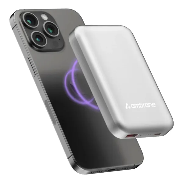 Ambrane Aero Sync Snap Magsafe Power Bank - Silver (10000 mAH)