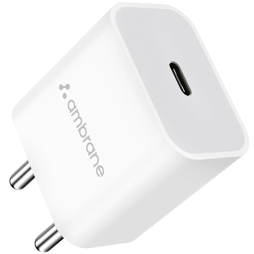 Ambrane Raap M20 C Type Wall Charger (White) - 20 W