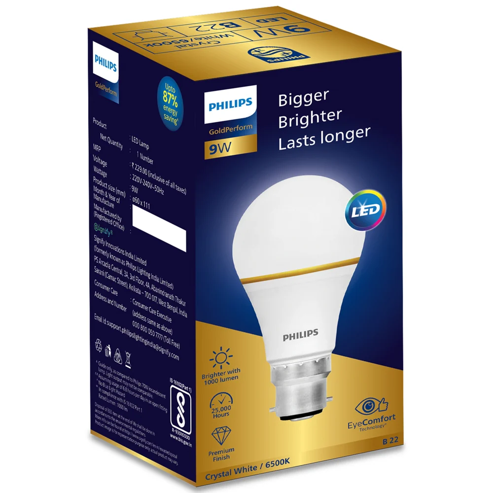 Philips Gold Series Led Bulb (Crystal White) - 9 W