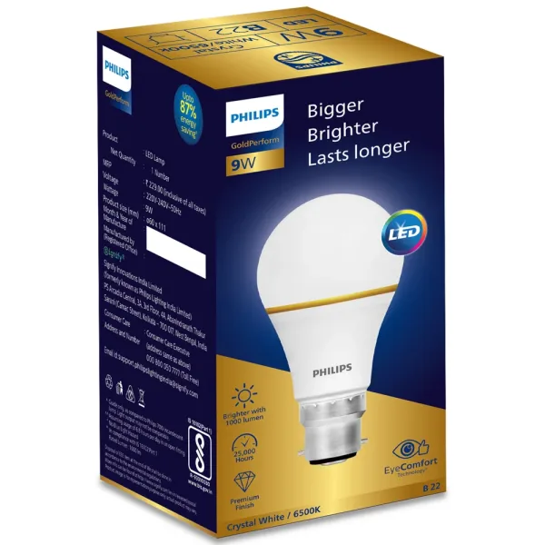 Philips Gold Series Led Bulb (Crystal White) - 9 W