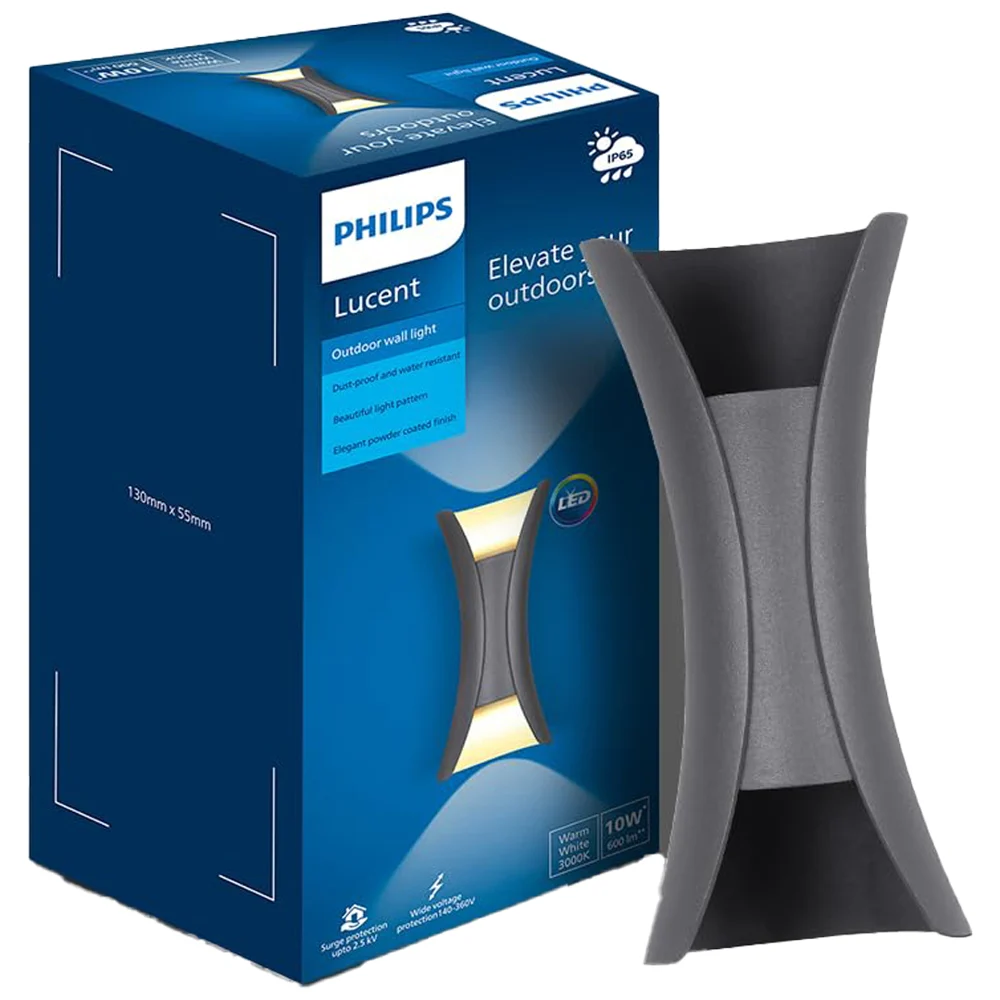 Philips Lucent Vertical Outdoor Wall Light (Warm White) - 10 W