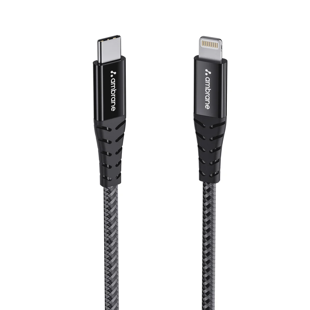 Ambrane Type-C To Lightning Cable - 1.25M (Black) ABTL 125