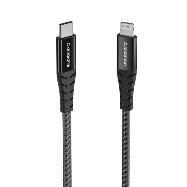 Ambrane Type-C To Lightning Cable - 1.25M (Black) ABTL 125