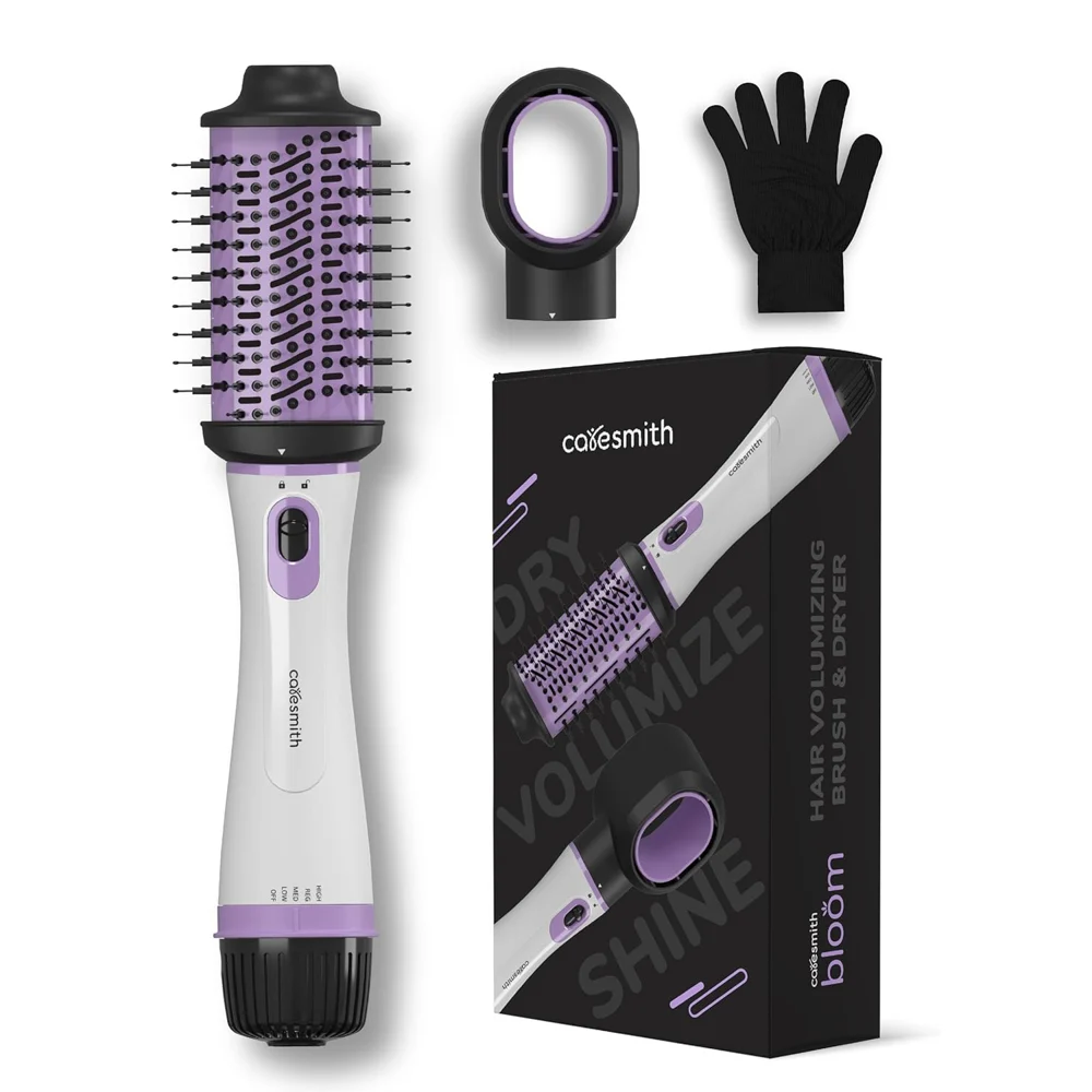 Caresmith Bloom 2-in-1 Hair Volumizer Brush + Hair Dryer (Purple)