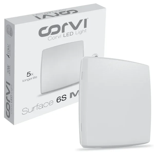 Corvi LED Light Surface 6S Square (Slimmest Dimmable Full Glow) 15W - Easy White