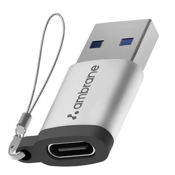 Ambrane USB To Type C OTG-A1 Adapter (Grey)