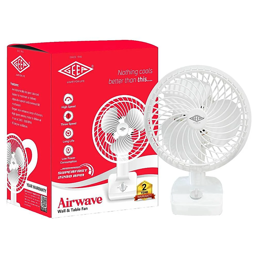 Geep Airwave Wall and Table Fan 230 mm - White
