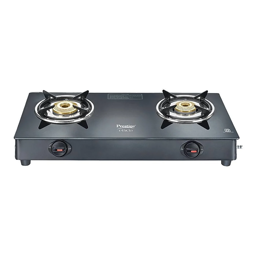 Prestige Efficia Glasstop LP Gas Stove - 2 Brass Burner