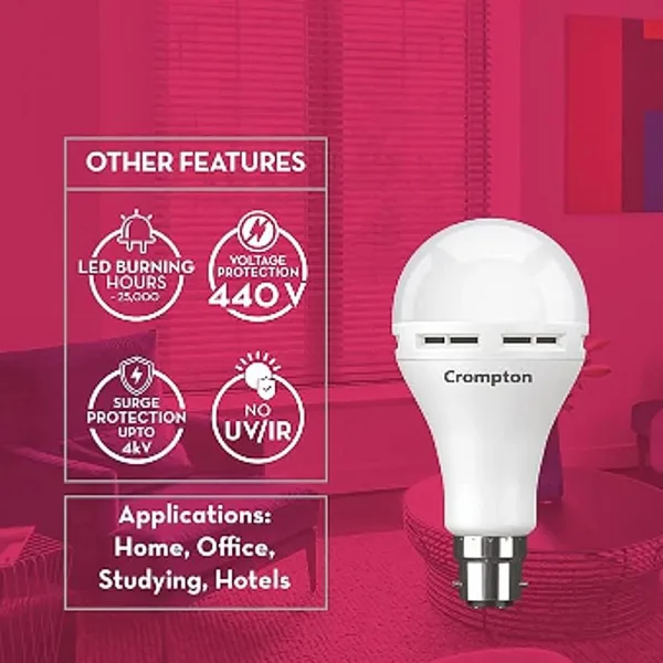 Crompton LED Emergency Backup Bulb (B22 CDL) - 9 W