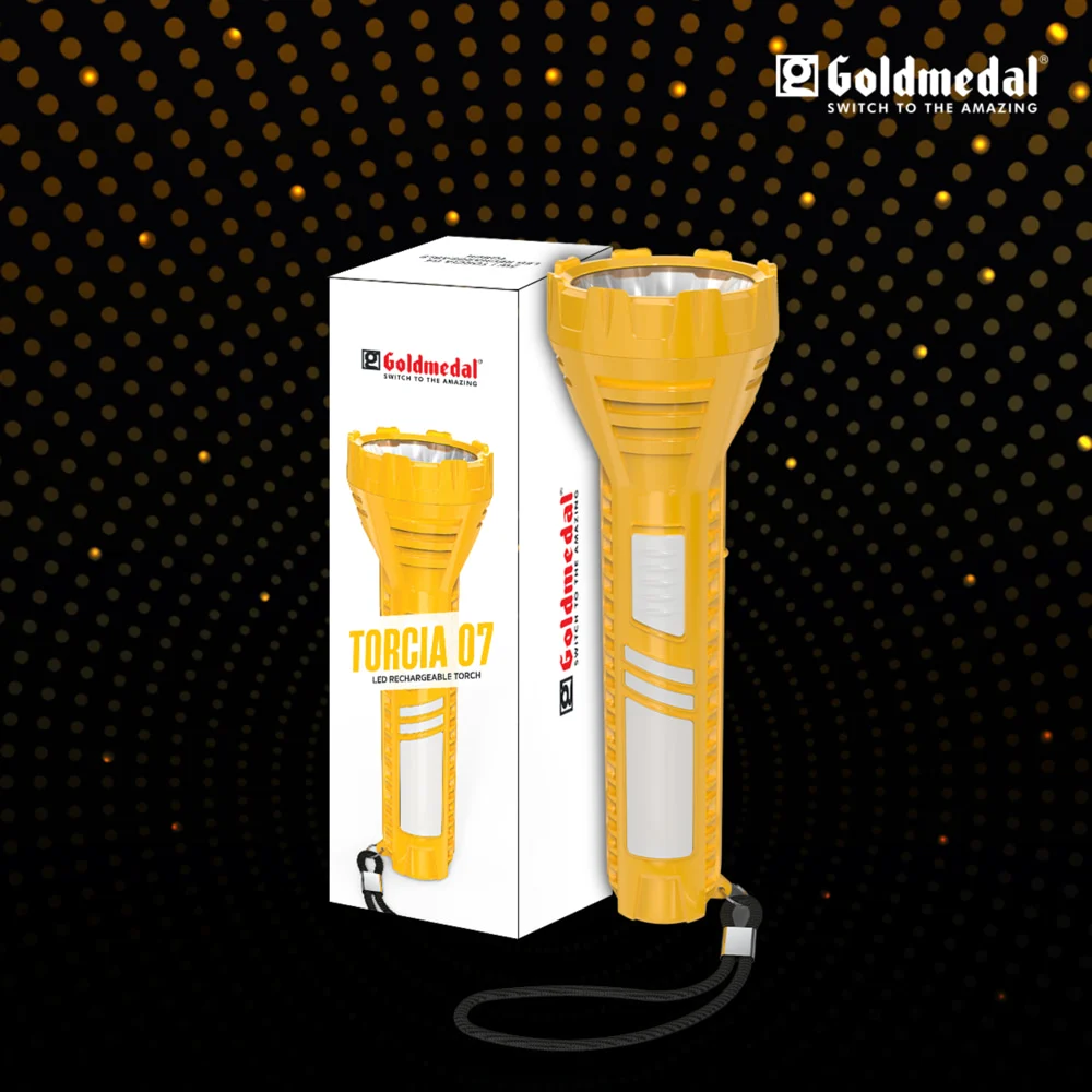 Goldmedal Torcia 07 1+2W LED Rechargeable Torch (Yellow)