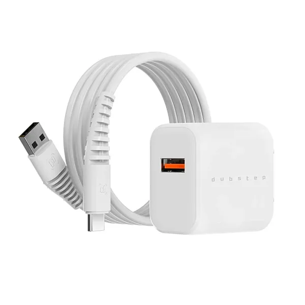 Dubstep Sprint 12W Superfast Type A To C Wall Charger (White)