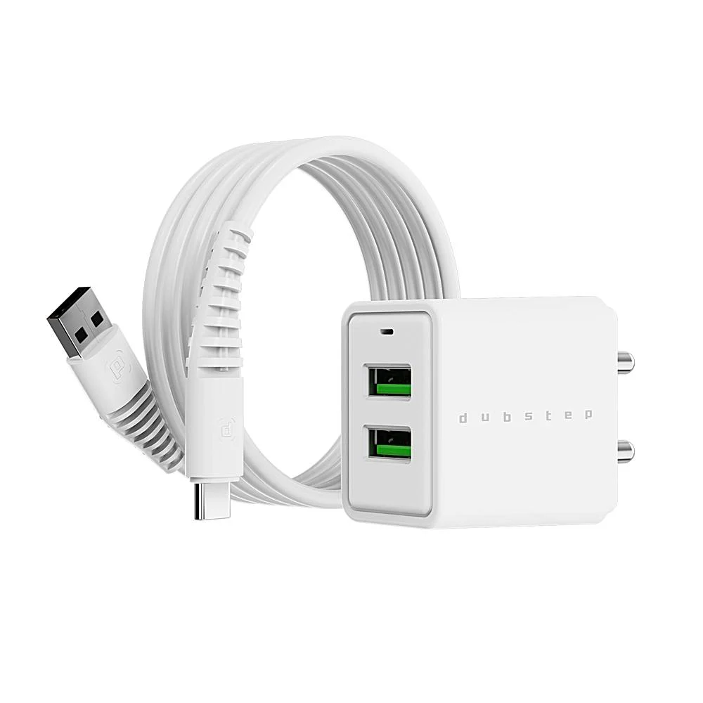 Dubstep Sprint 16W Dual Usb Port Wall Charger With Cable (White)