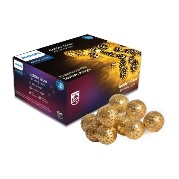 Philips Goldenglow 10LED Goldglobe String Light (Warm White) - 4 Meter