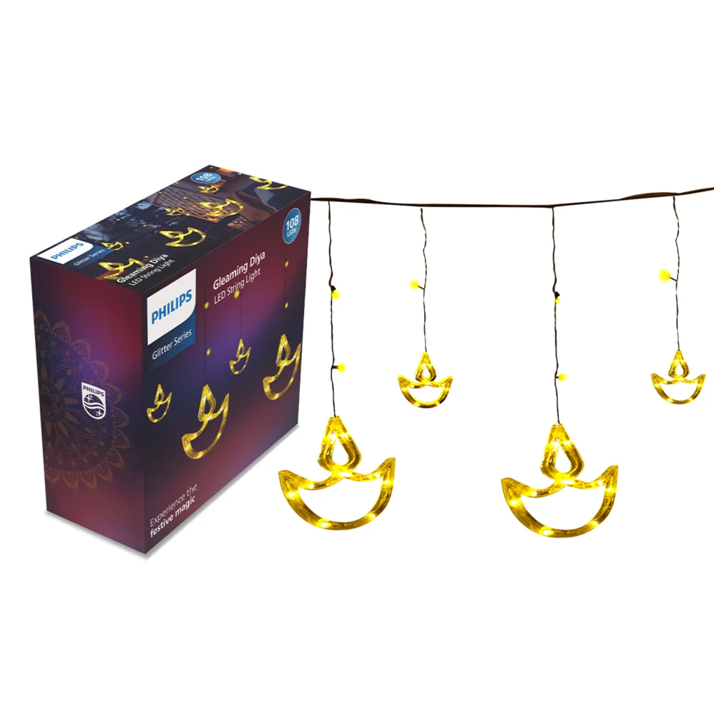 Philips Gleaming Diya 108LED Curtain String Light (Warm White) - 4 Meter