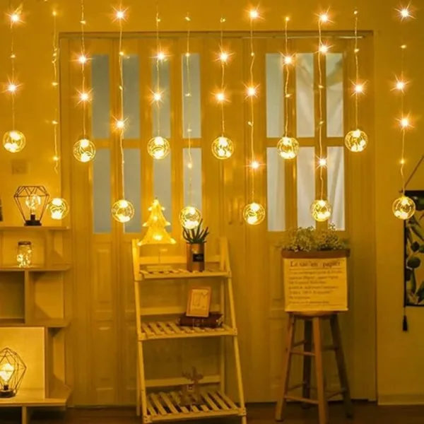 Desidiya 12 Wishing Ball Curtain String Lights (Warm White)