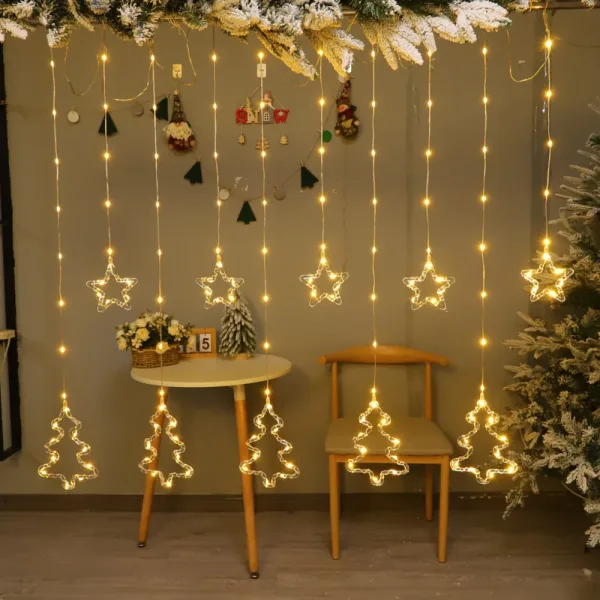 Desidiya 6+6 Christmas Tree & Star Led Curtain Lights (Warm White)