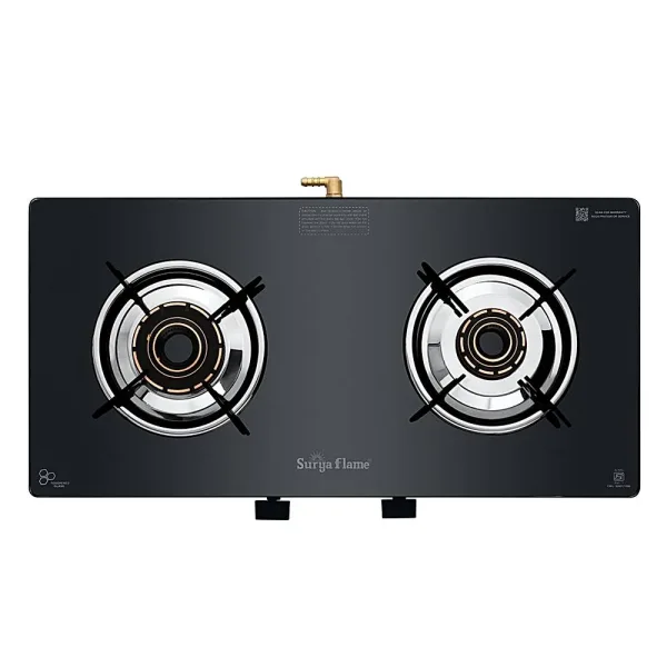 Surya Flame Xperia 2 Burner Glass Top Gas Stove (Black)