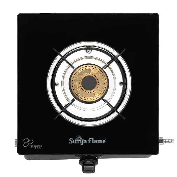 Surya Flame Atlas Single Burner Glass Top Gas Stove (Black)