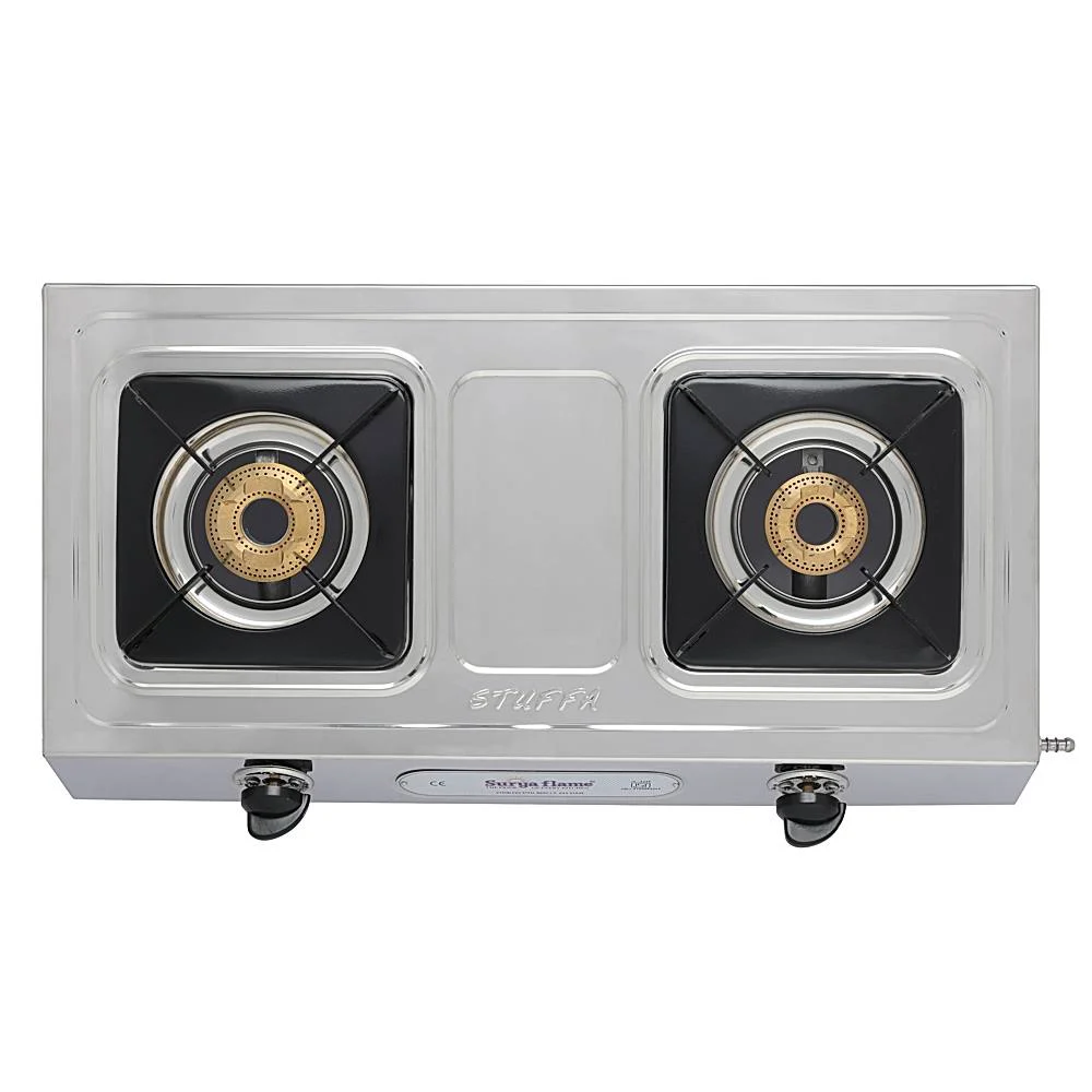 Surya Flame Capri 2 Burner Stainless Steel Gas Stove (Silver)