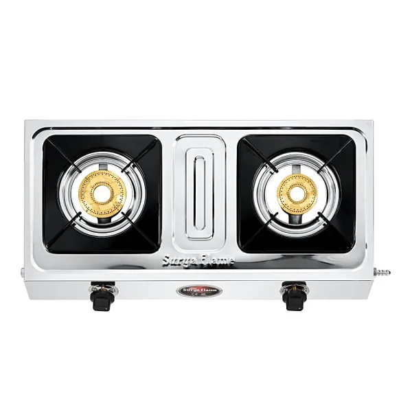 Surya Flame Amaze 2 Burner Stainless Steel Gas Stove (Silver)