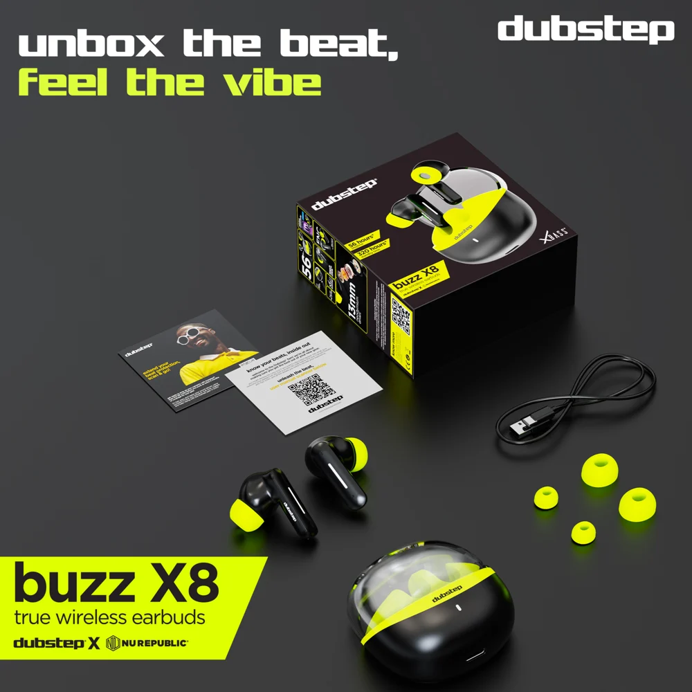Dubstep Buzz X8 Wireless Earbuds (Neon Green)