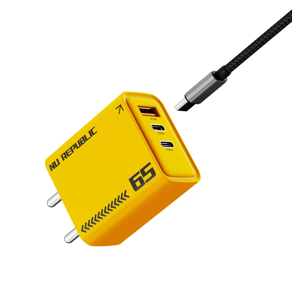 Nu Republic Cybotron 65W Gan Superfast Wall Charger (Yellow)