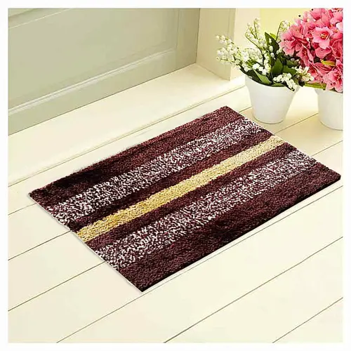 Elegant Weavers Stripe Bathmat (Brown) - 40x60 cm