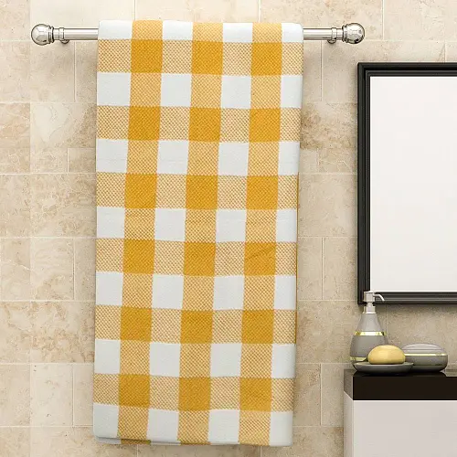Athom Living Big Checks Bath Towel 210 GSM - Yellow (75x150 cm)