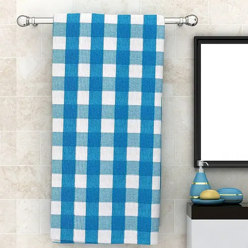 Athom Living Big Checks Bath Towel 210 GSM - Blue (75x150 cm)