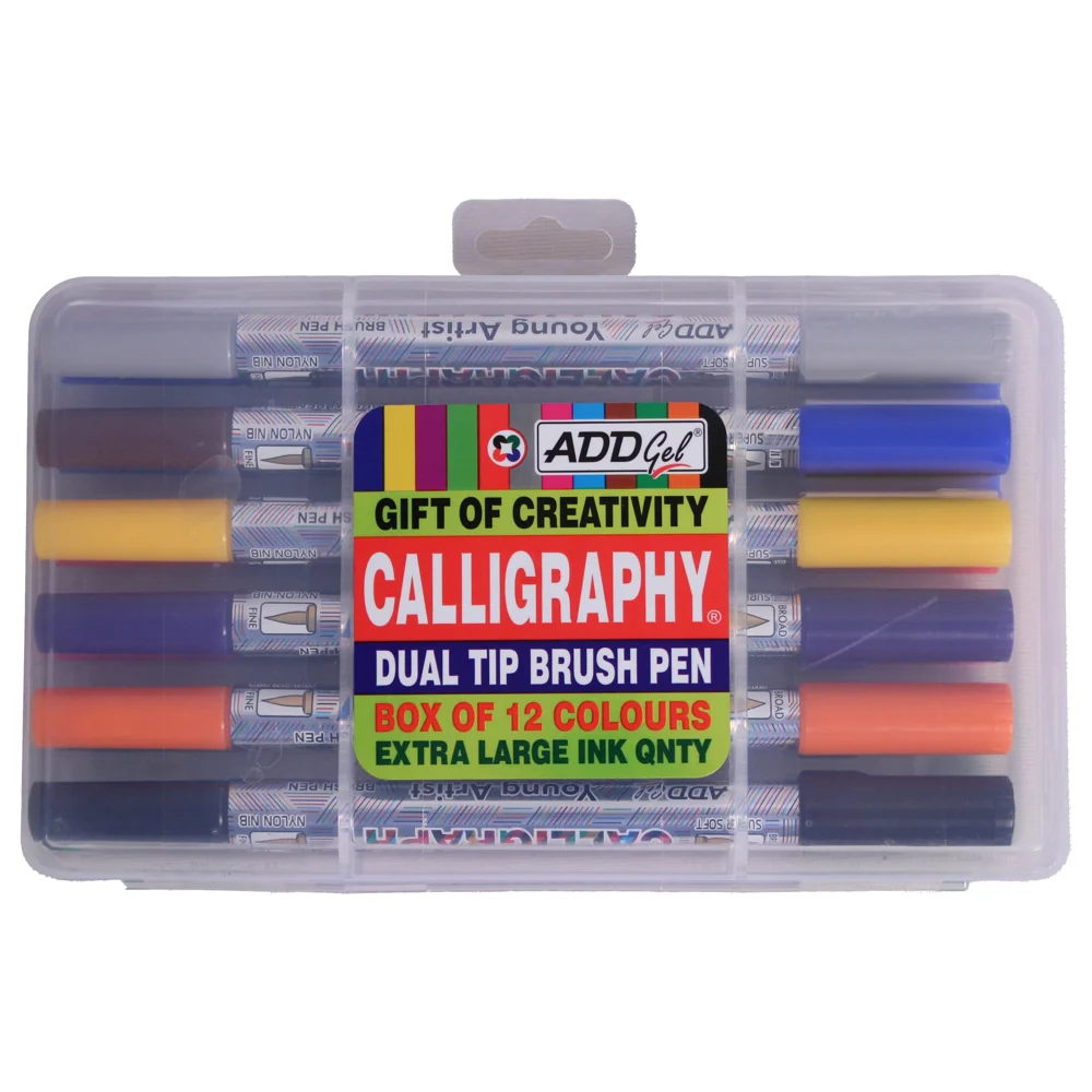 ADD Gel Calligraphy Brush Pens - 12 Pieces