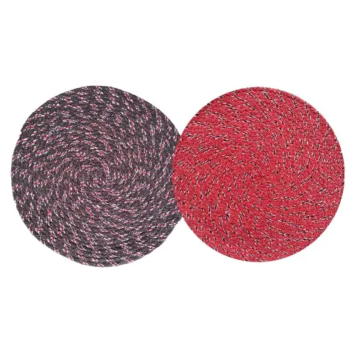 Elegant Weavers Ocala Round Bath Door (Red & Brown) 40x40 cm - Set Of 2