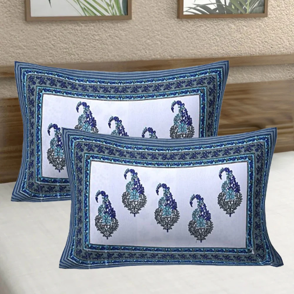 Sheetal World Cotton Pillow Cover - Grey D4 (43x68 cm) Set Of 2