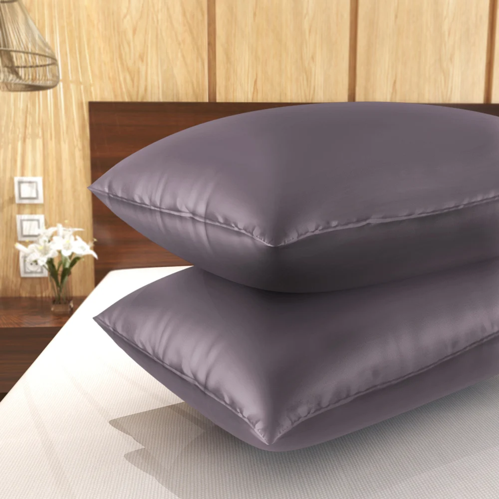 SC Satin Pillow Cover (Light Plum) 17x27 Inches - Set Of 2