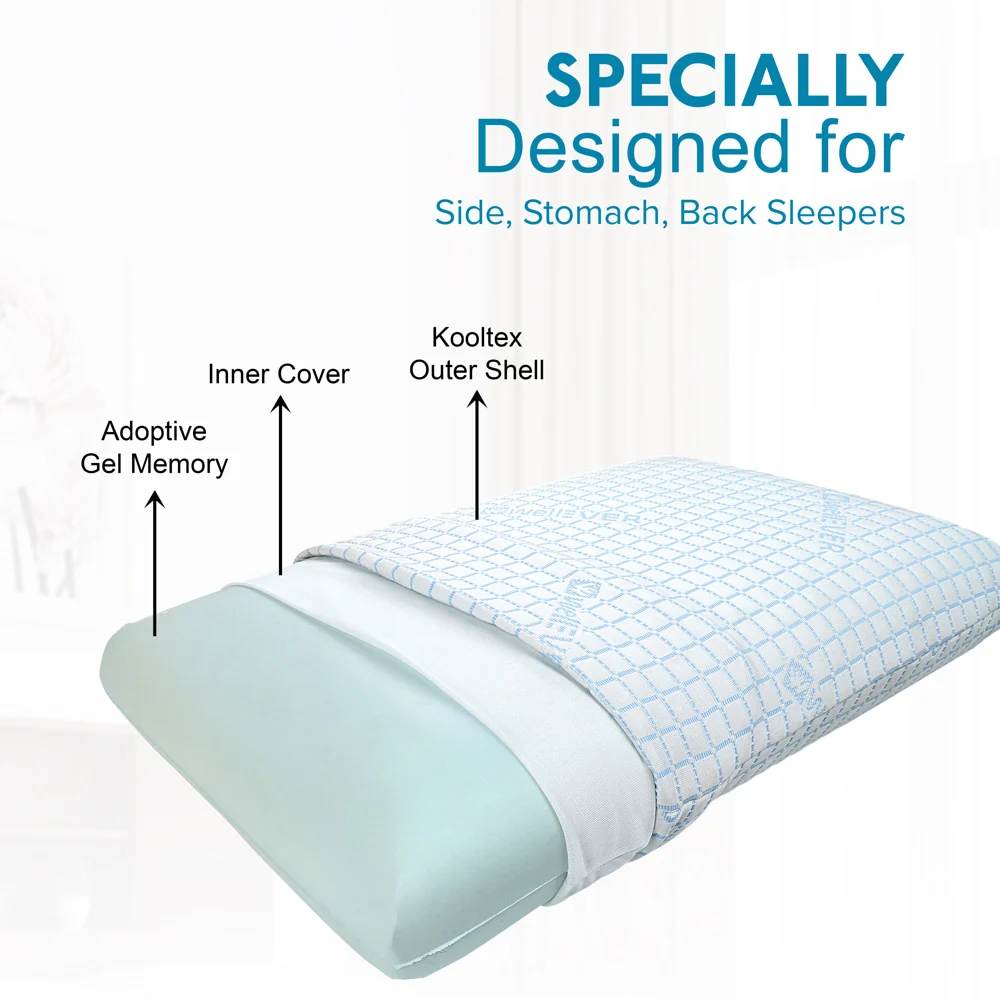 Wellever Memory Foam Gel Infused Regular Shape Pillow - 60x38 cm