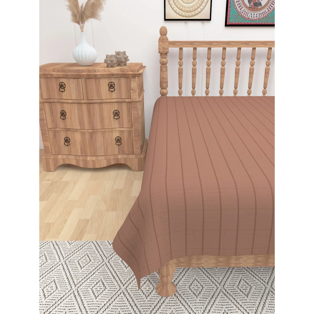 Athom Living Cotton Chaddar Single Ribs (Brown) - 145x224 cm