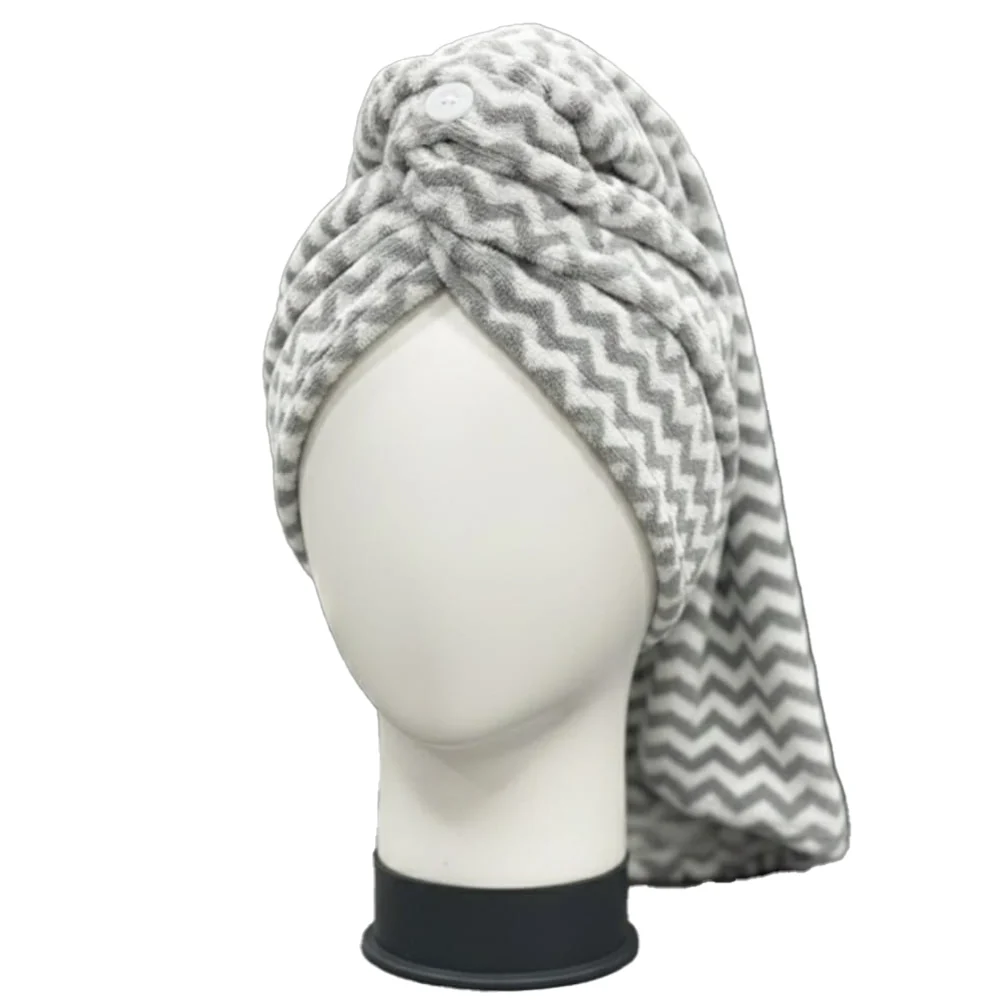 EW Hair Wrap Absorbent Towel for Hair-Drying - Grey - 25x65 cm
