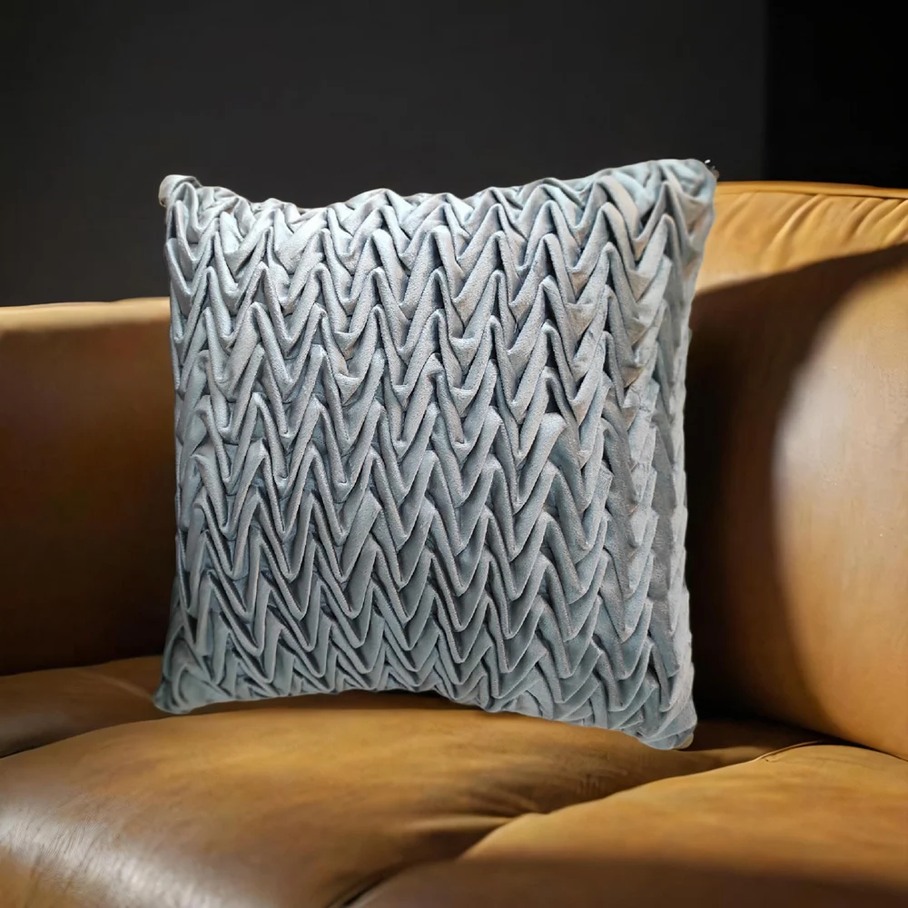 VAA Smocking Wave Cushion Cover - Grey (40x40 cm)