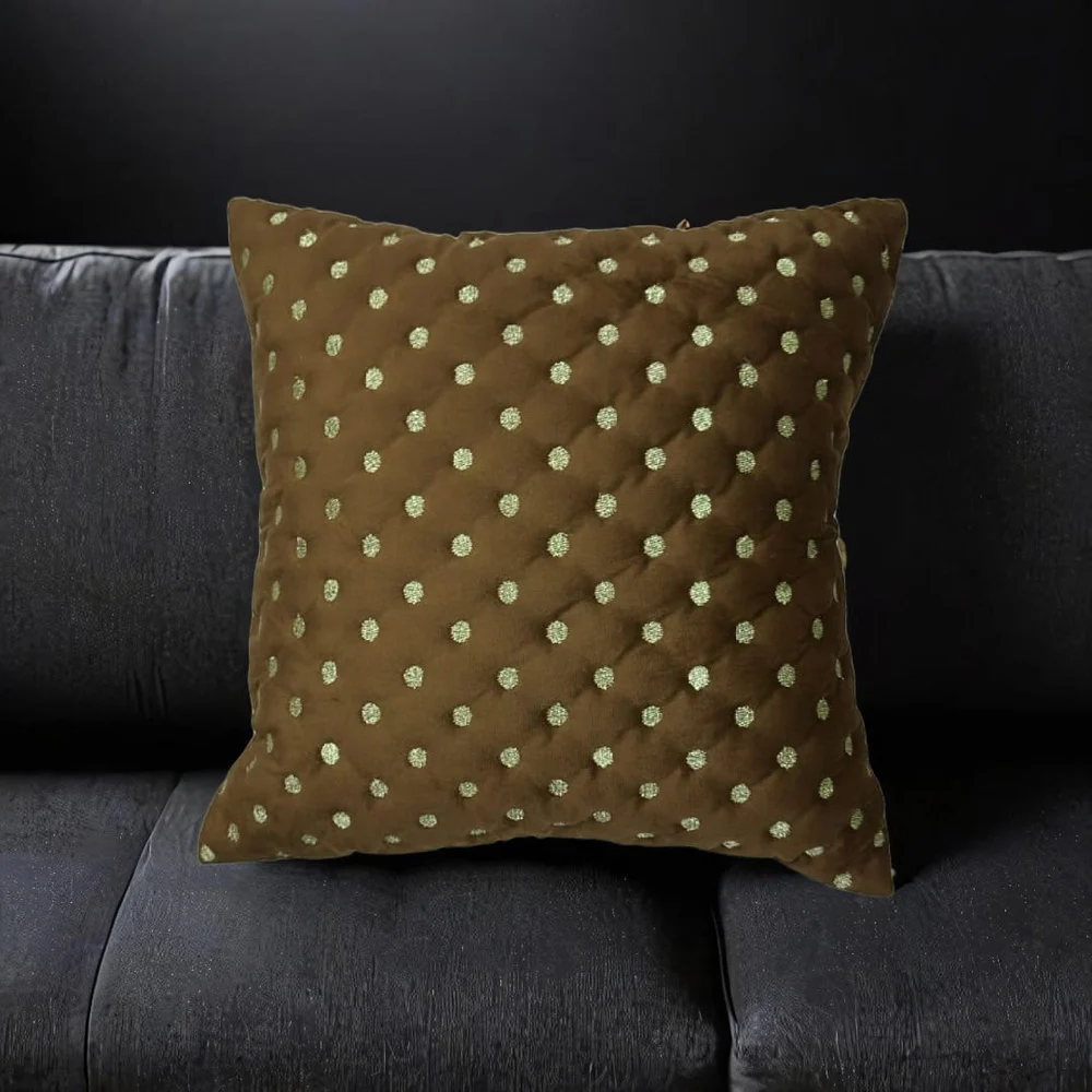 VAA Polka Dots Cushion Cover - Brown (40x40 cm)