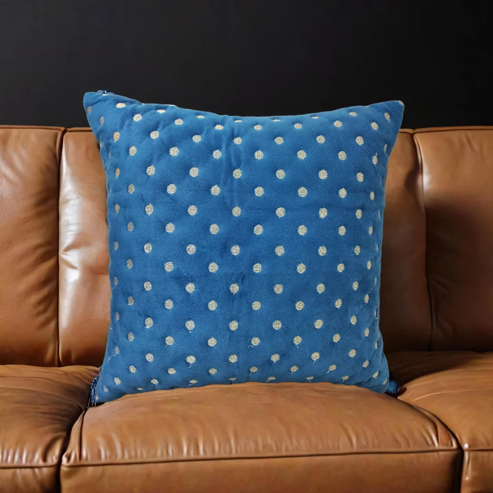 VAA Polka Dots Cushion Cover - Royal Blue (40x40 cm)